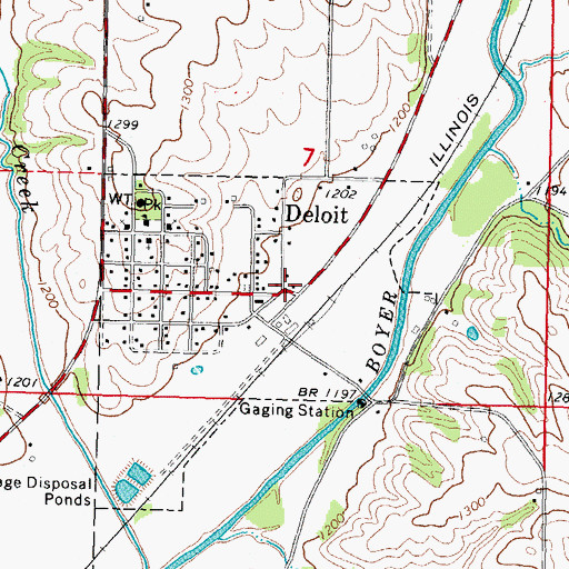 Topographic Map of Deloit Fire Department, IA