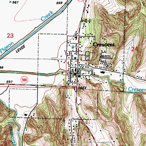 Topographic Map of Crescent Volunteer Fire and Rescue, IA