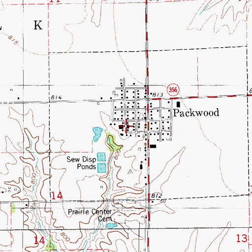 Topographic Map of Packwood Fire Department and First Responders, IA