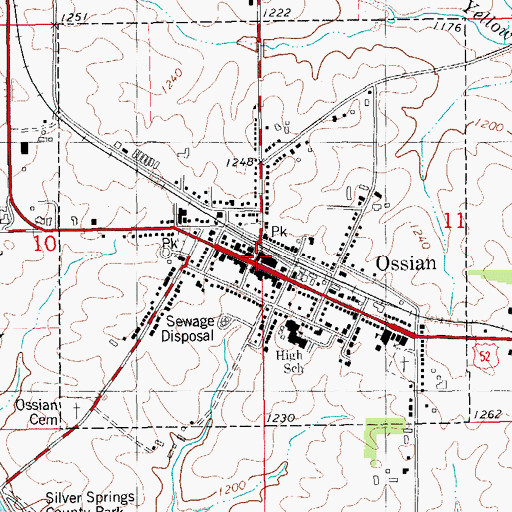 Topographic Map of Ossian Fire Department and Ambulance Service, IA