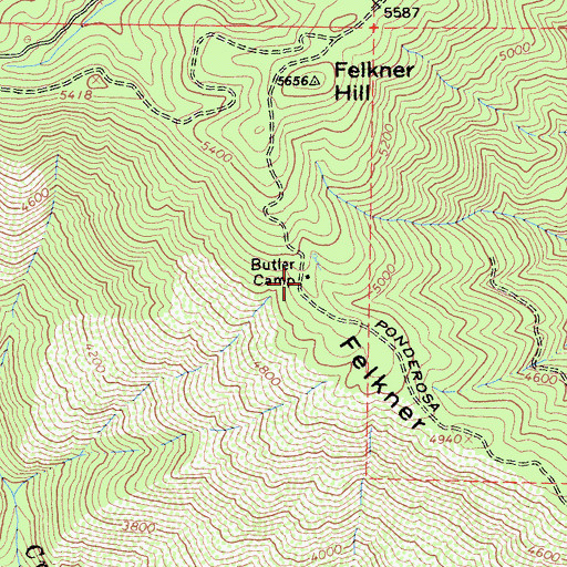 Topographic Map of Butler Camp, CA