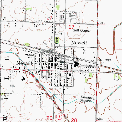 Topographic Map of Newell Fire Department and Ambulance Service, IA