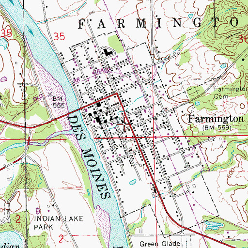 Topographic Map of Farmington Fire Department and Emergency Medical Services, IA