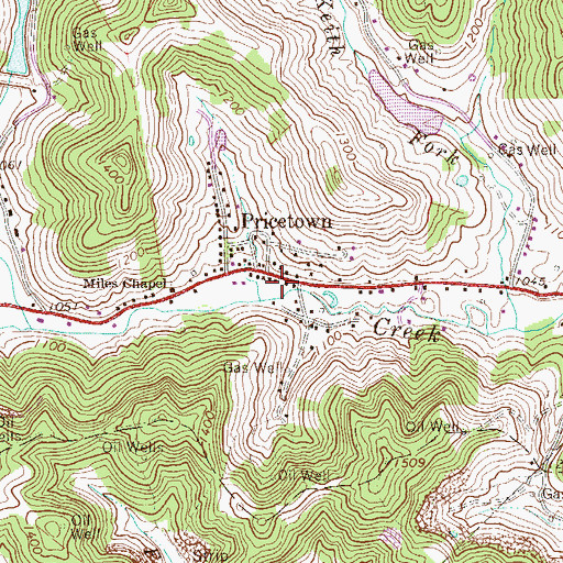 Topographic Map of Pricetown Volunteer Fire Department, WV