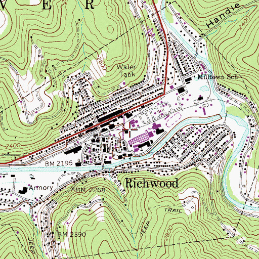 Topographic Map of Richwood Volunteer Fire Department, WV