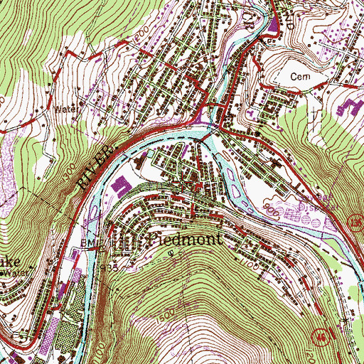 Topographic Map of Tri - Towns Volunteer Fire Department, WV