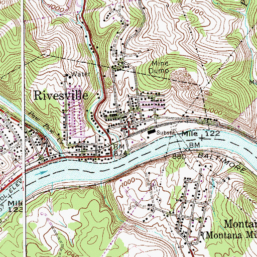 Topographic Map of Rivesville Volunteer Fire Department, WV