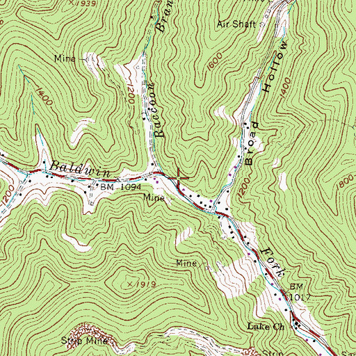 Topographic Map of Lake Volunteer Fire Department, WV