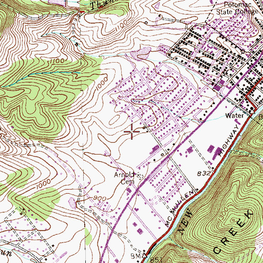 Topographic Map of Keyser Volunteer Fire Department Station 2, WV