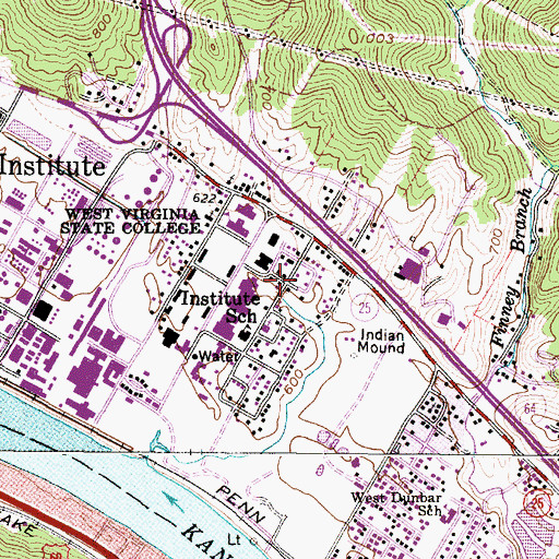 Topographic Map of Institute Volunteer Fire Department, WV