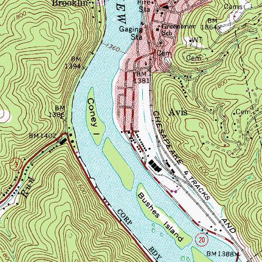 Topographic Map of Hinton Volunteer Fire Department, WV