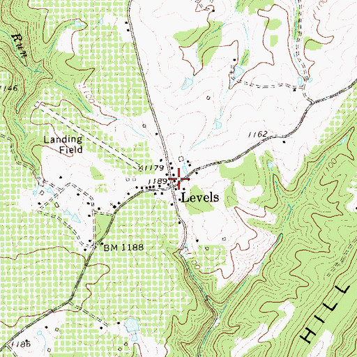 Topographic Map of Levels Volunteer Fire Company, WV