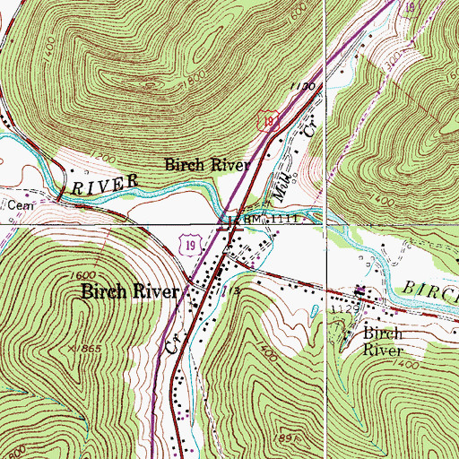 Topographic Map of Birch River Volunteer Fire Department, WV