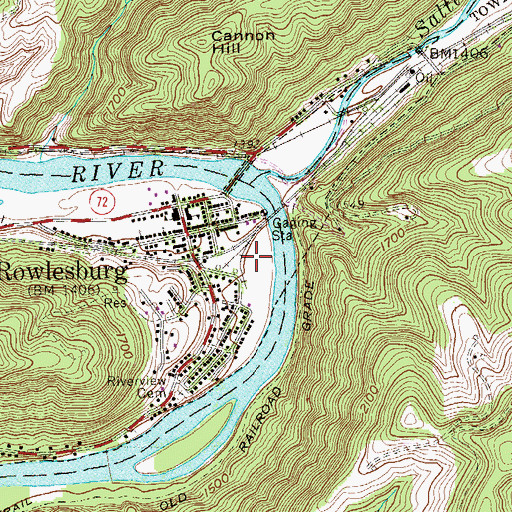Topographic Map of Rowlesburg Volunteer Fire Department, WV