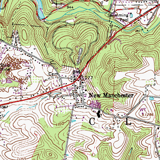 Topographic Map of New Manchester Volunteer Fire Department, WV