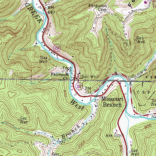 Topographic Map of Dunlow Volunteer Fire Department and Rescue, WV