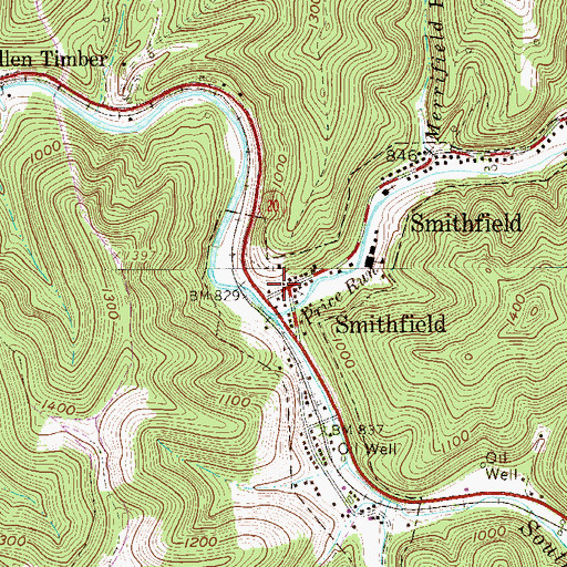 Topographic Map of Smithfield Volunteer Fire Department, WV