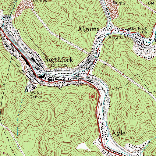 Topographic Map of Northfork Volunteer Fire Department, WV