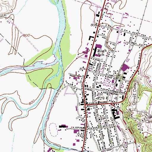 Topographic Map of Moorefield Volunteer Fire Department, WV