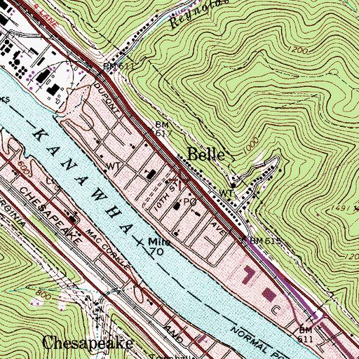 Topographic Map of Belle Volunteer Fire Department Main Station, WV
