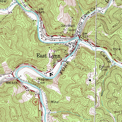 Topographic Map of East Lynn Volunteer Fire Department, WV