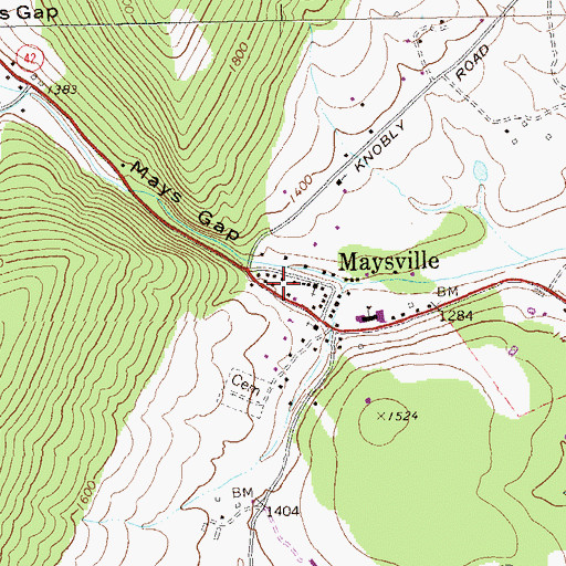 Topographic Map of Maysville Volunteer Fire Department, WV