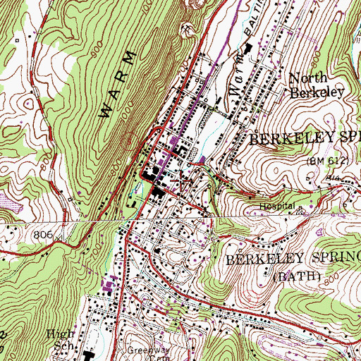 Topographic Map of Berkeley Springs Volunteer Fire Department, WV