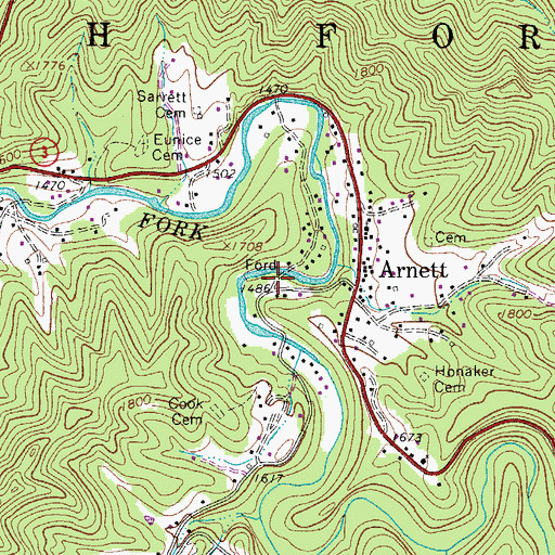 Topographic Map of Coal River Volunteer Fire Department, WV