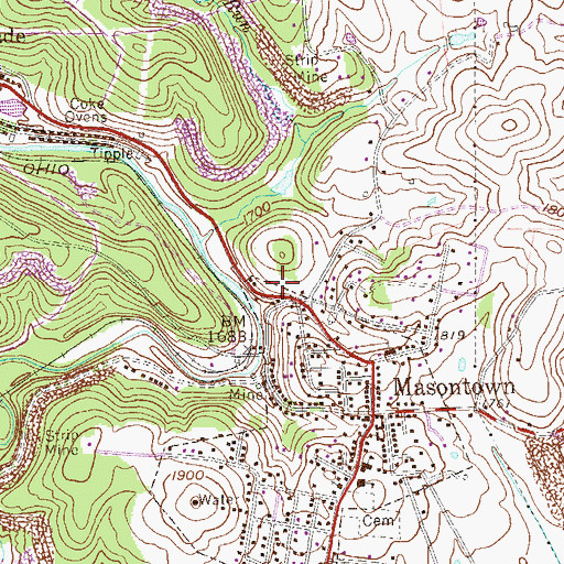 Topographic Map of Masontown Volunteer Fire Department and Rescue Company 6, WV