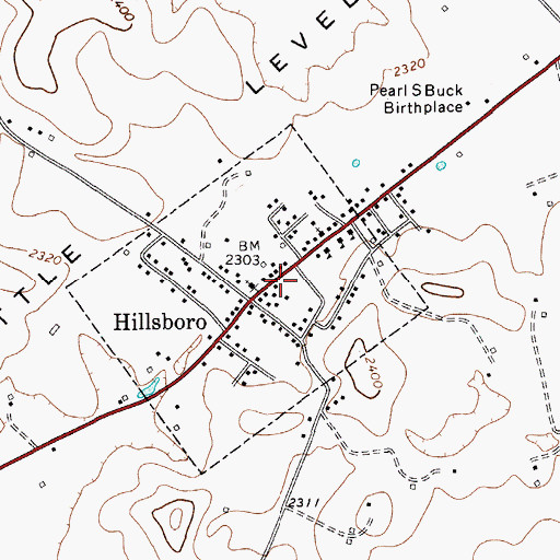 Topographic Map of Hillsboro Volunteer Fire Department, WV