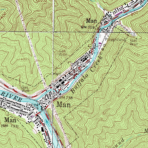 Topographic Map of Man Volunteer Fire Department, WV