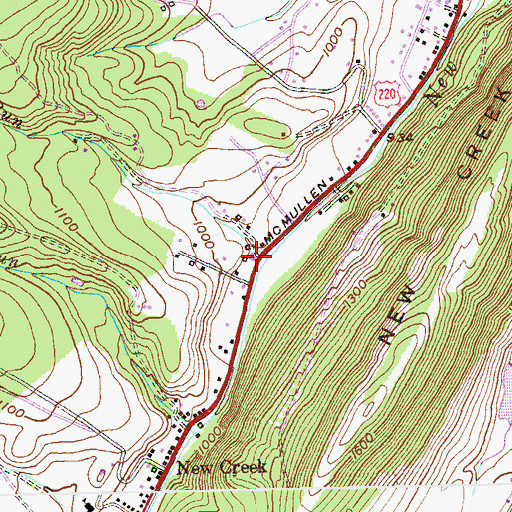 Topographic Map of New Creek Volunteer Fire Department Company 38, WV