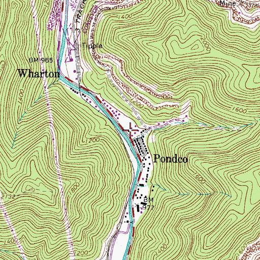 Topographic Map of Wharton - Barrett Volunteer Fire Department, WV