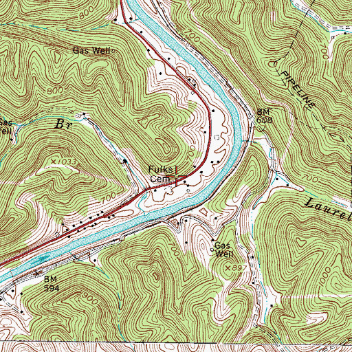 Topographic Map of Guyan River Volunteer Fire Department, WV