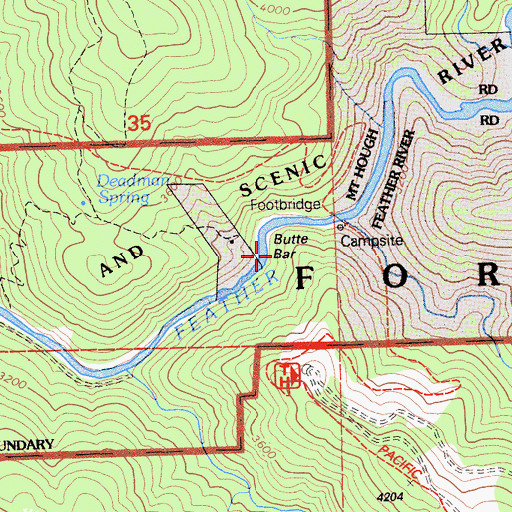 Topographic Map of Butte Bar, CA