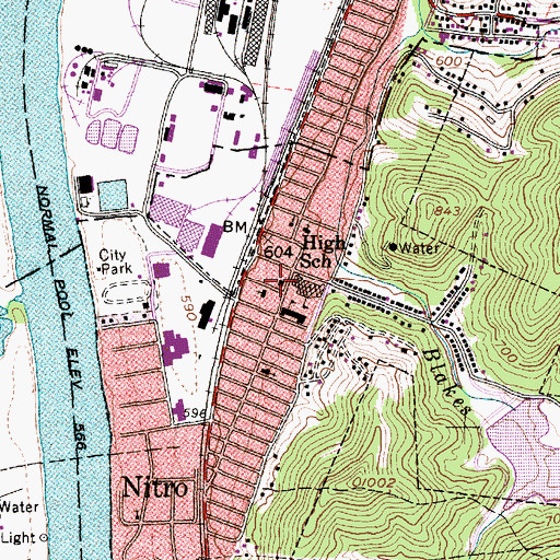 Topographic Map of Nitro Fire Department Station 1, WV