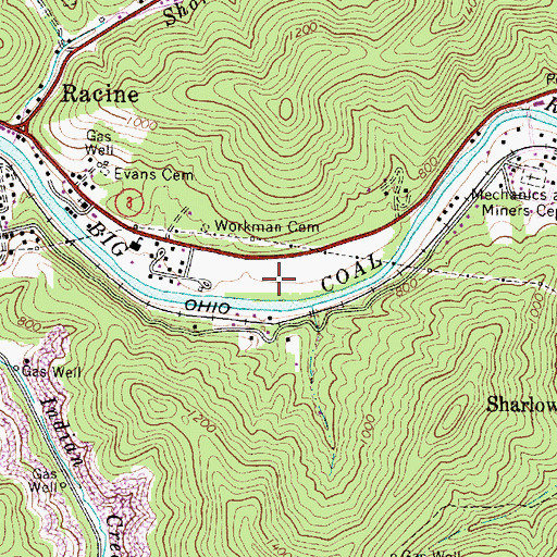 Topographic Map of Racine Volunteer Fire Department, WV