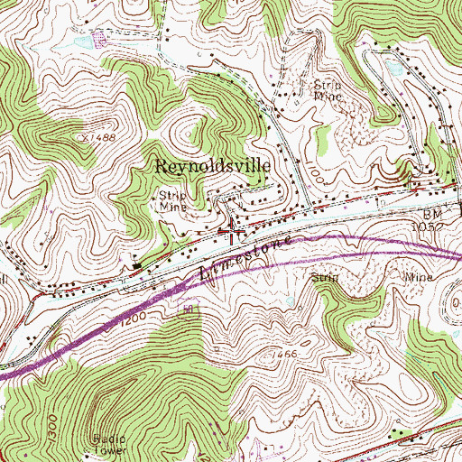 Topographic Map of Reynoldsville Volunteer Fire Department, WV
