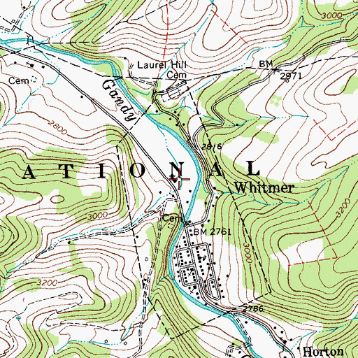 Topographic Map of Whitmer Volunteer Fire Department, WV