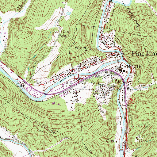 Topographic Map of Pine Grove Volunteer Fire Department, WV