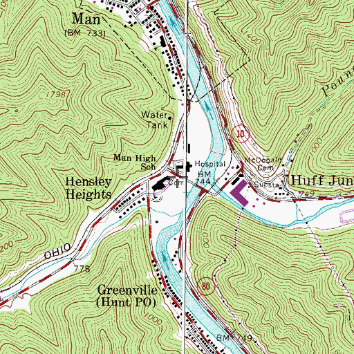 Topographic Map of Logan County Fire Department Station 2, WV
