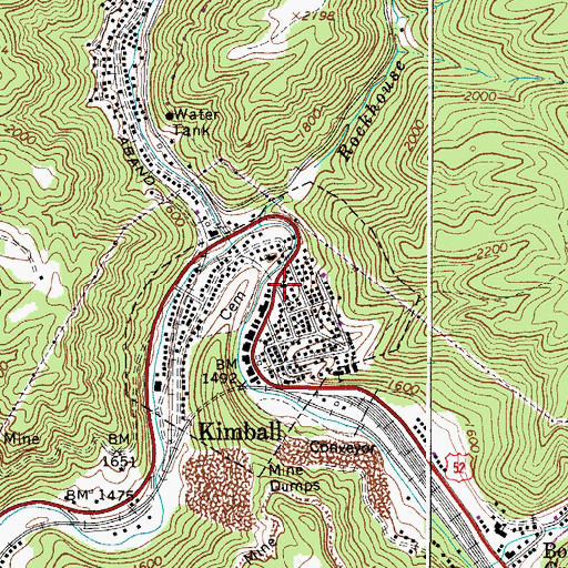 Topographic Map of Kimball Volunteer Fire Department, WV
