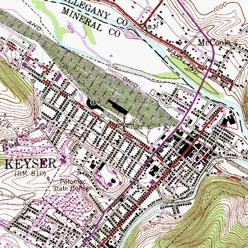 Topographic Map of Keyser Volunteer Fire Department Station 1, WV