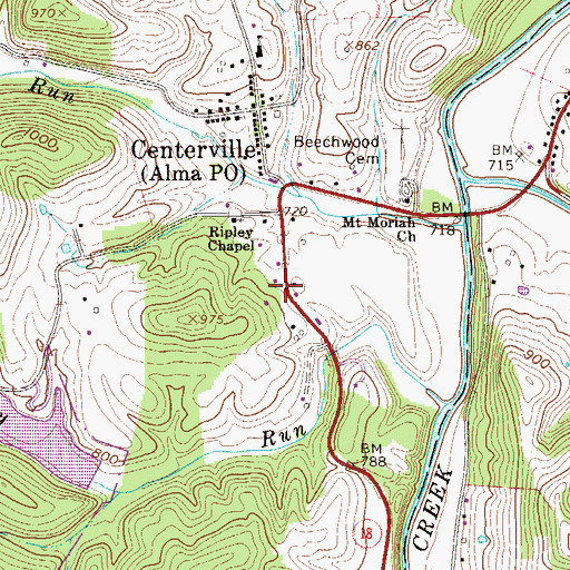 Topographic Map of Alma Volunteer Fire Department, WV