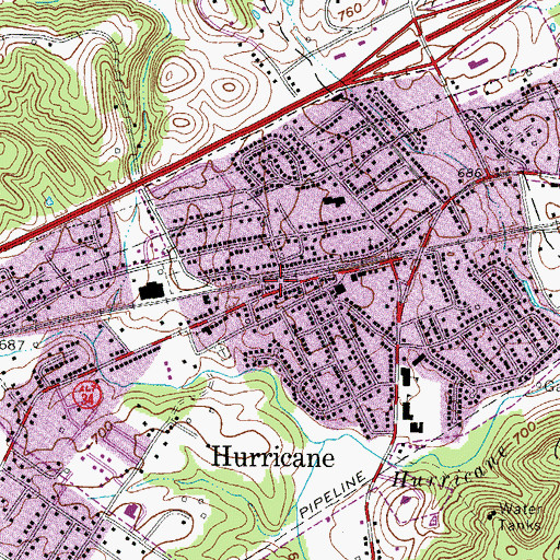 Topographic Map of Hurricane Volunteer Fire Department, WV