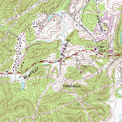 Topographic Map of Kenova Volunteer Fire Department Station 2, WV