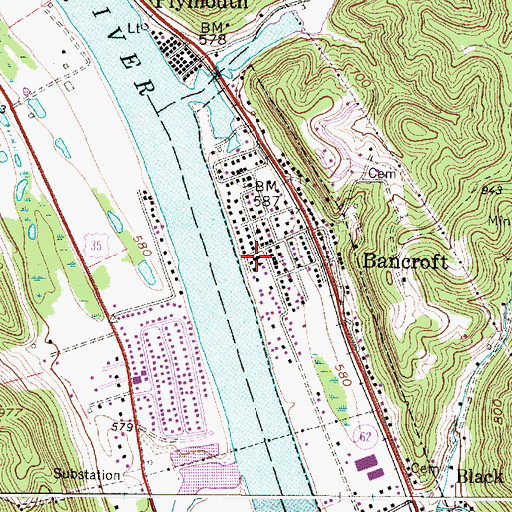 Topographic Map of Bancroft Volunteer Fire Department, WV