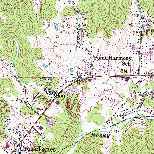 Topographic Map of Tyler Mountain Volunteer Fire Department, WV