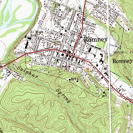 Topographic Map of Romney Volunteer Fire Department, WV