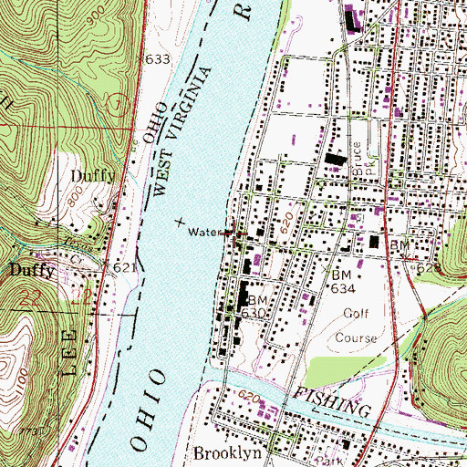 Topographic Map of New Martinsville Fire Department Station 218, WV